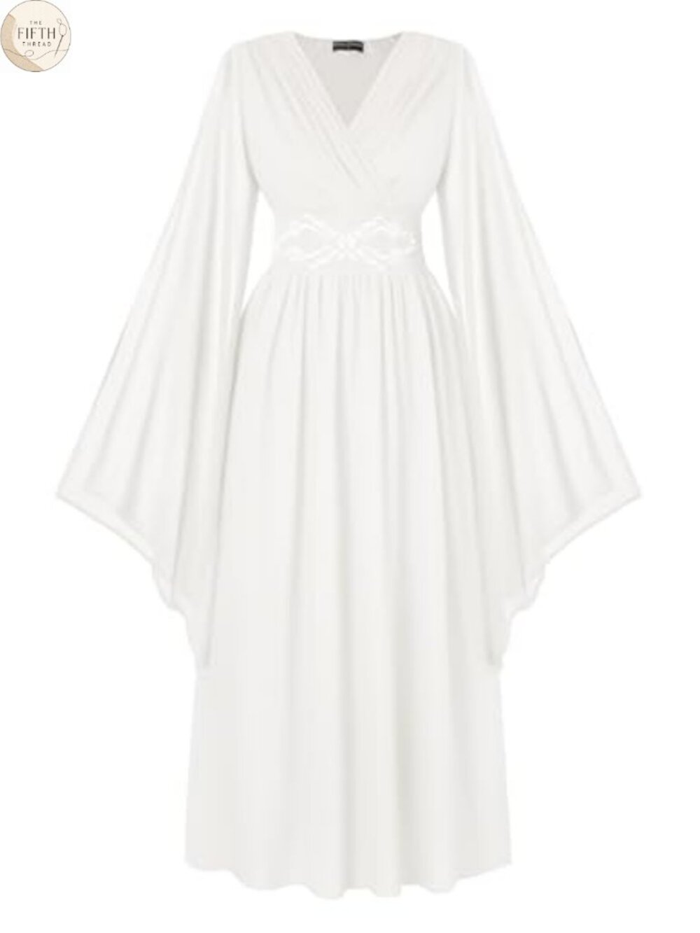 Renaissance Medieval Chiffon Maxi Dress V-Neck Bell Sleeve Costume